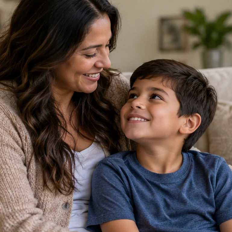 Parent and child at home