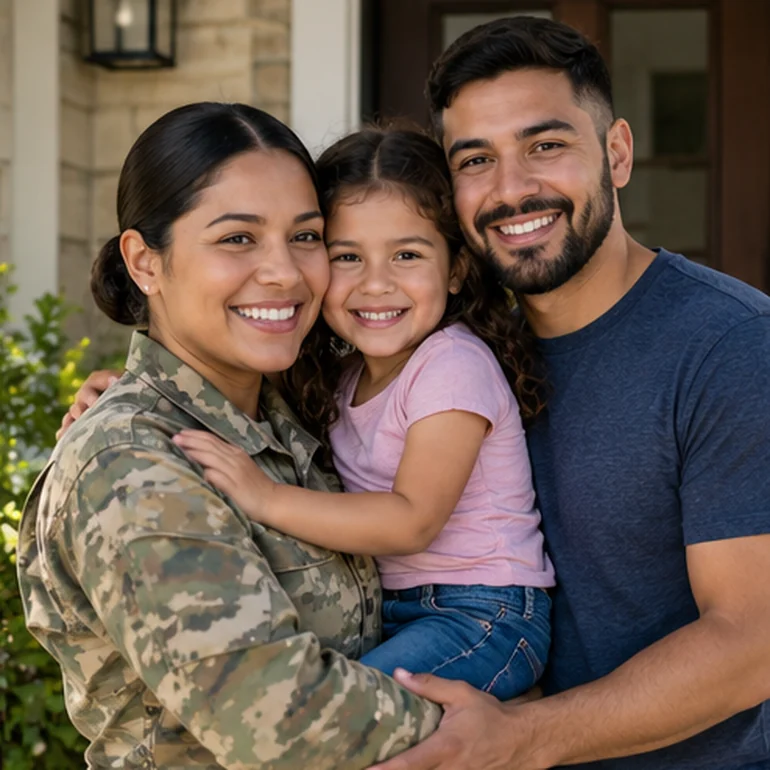 Service member with spouse and child