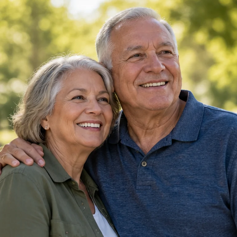 Smiling senior military retirees