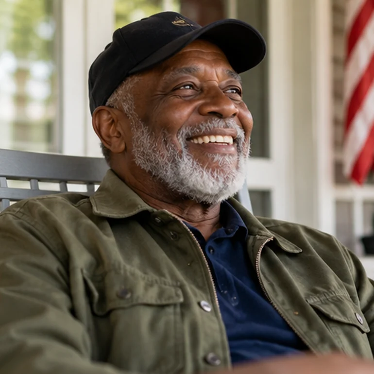 Smiling Black veteran